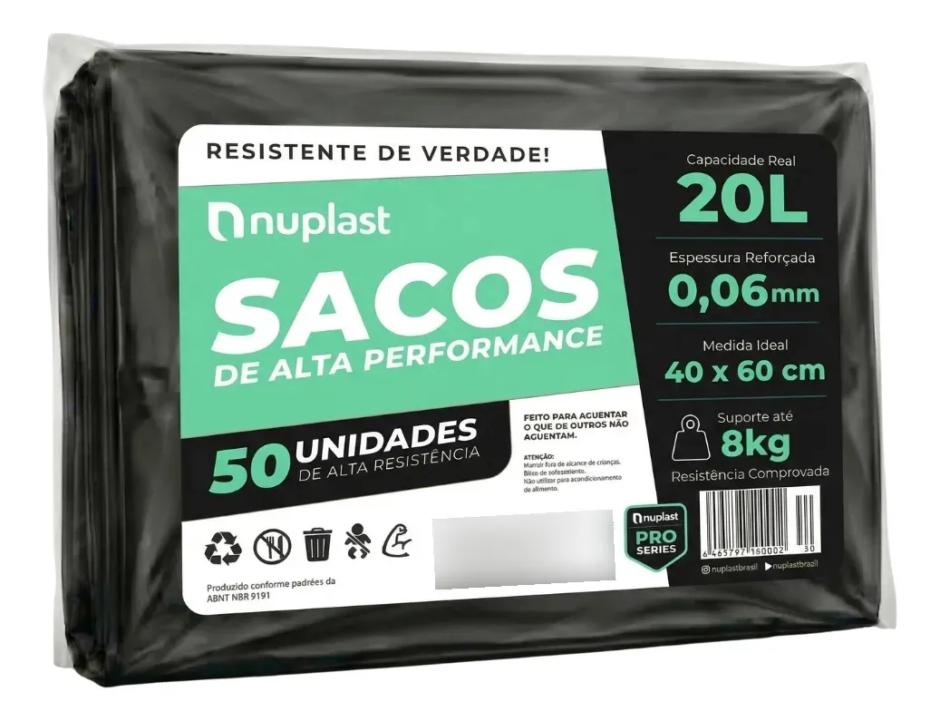 Saco De Lixo 20 Litros Reforçado 50un Nuplast Fabrica